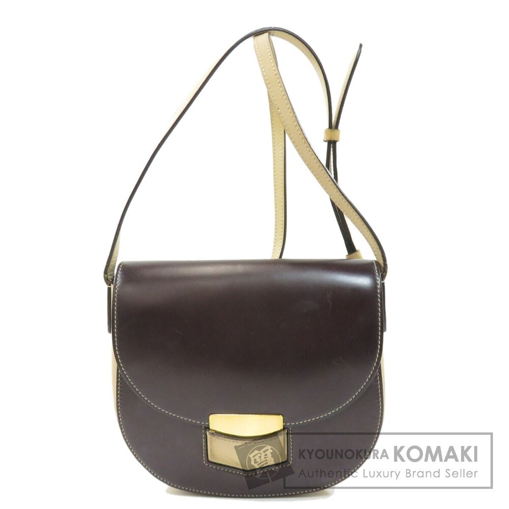 Celine Trotteur Bicolor Crossbody Bag Burgundy Red Powder Brown